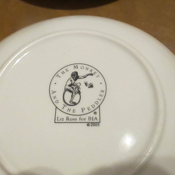 Black Cat Orange Halloween Plates 6.5” Liz Ross The Monkey The Peddler Set Of 4 - Picture 8 of 9